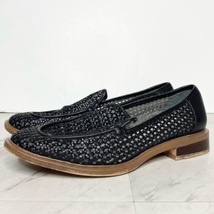 Franco Sarto Eda Black Raffia Faux Leather Loafer 9M